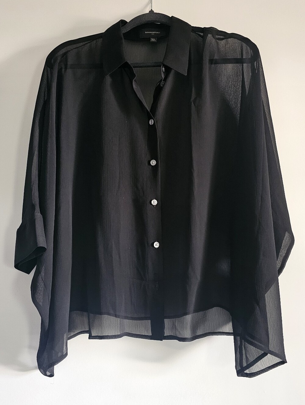 Banana Republic Black Sheer Button-Up Shirt